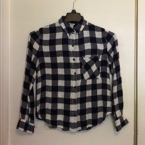 Forever 21 Small Navy Blue & White Checked flannel
